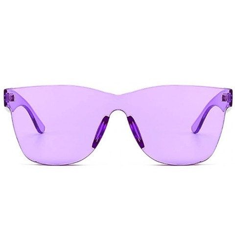 Rimless One Piece Sunglasses Transparent Frame Fashion Sun Glasses Women Accessories - Purple - CC18EGH3LCR $13.25