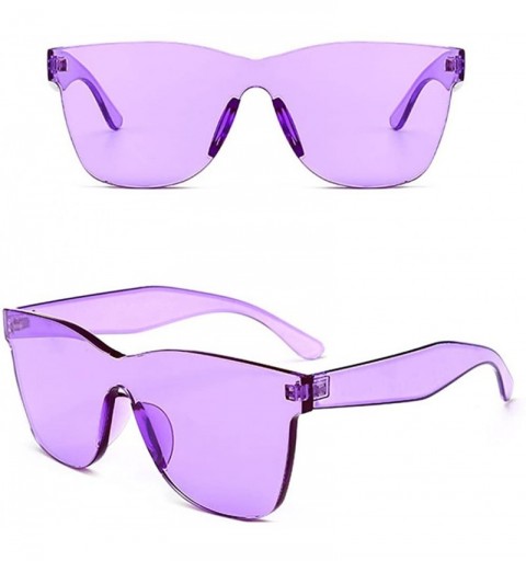 Rimless One Piece Sunglasses Transparent Frame Fashion Sun Glasses Women Accessories - Purple - CC18EGH3LCR $13.25