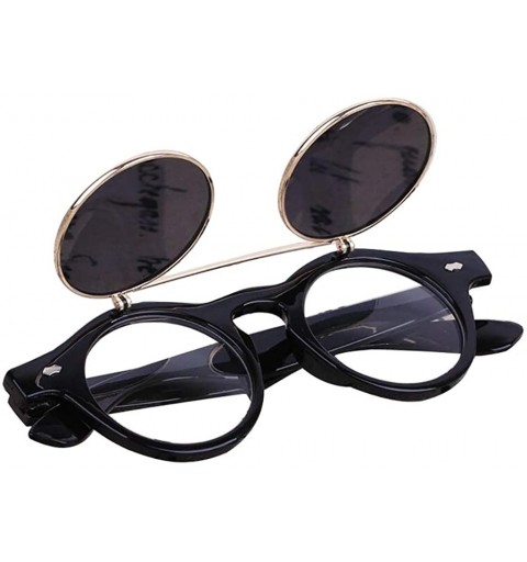 Oversized Fashion Steampunk Goth Unisex Goggles Glasses Retro Flip Up Round Sunglasses Vintage Women Men (B) - CE18REZOUNI $2...