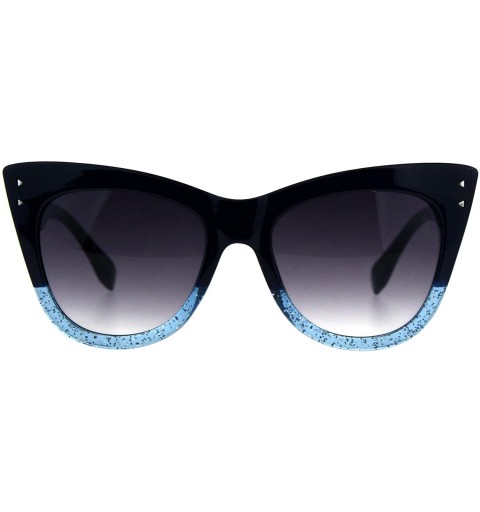 Butterfly Butterfly Cateye Sunglasses Womens Chic Retro Designer Style Shades - Navy Blue Glitter (Smoke) - CP18CI75L33 $13.36