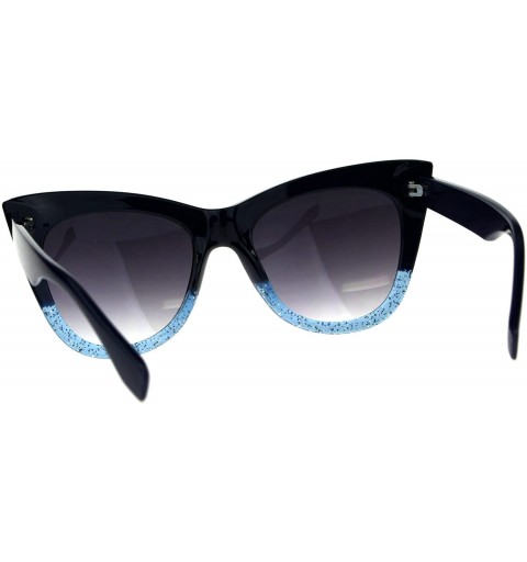 Butterfly Butterfly Cateye Sunglasses Womens Chic Retro Designer Style Shades - Navy Blue Glitter (Smoke) - CP18CI75L33 $13.36