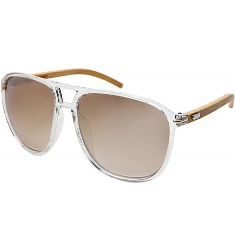 Aviator Retro Wooden Bamboo Sunglasses Aviators Women Men Mirrored Lens with Case - CE18GTXYHSH $15.09