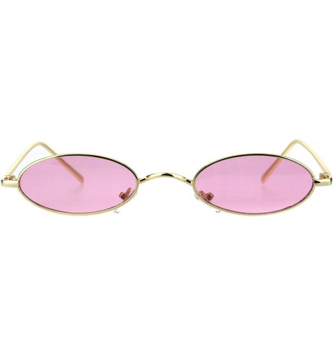 Aviator Mens Narrow Oval Pimp Daddy Gold Metal Rim Sunglasses - Pink - CF18HD703OX $12.17