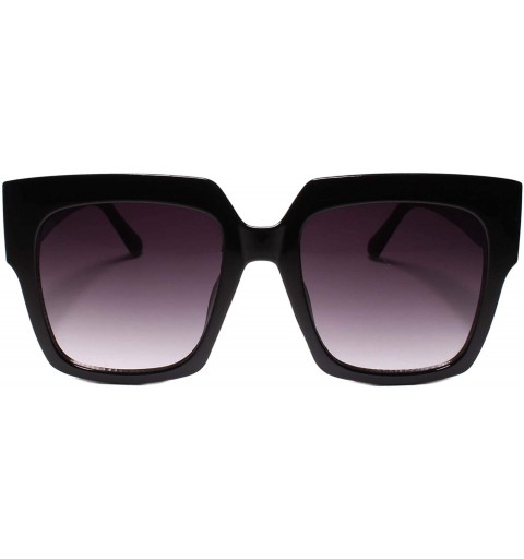 Square Oversized Exaggerated Retro Large Square Designer Womens Sunglasses - Black - C3195D6RHID $19.06