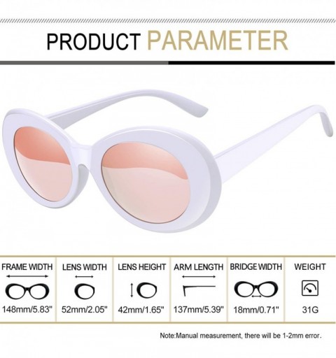 Oval Polarized Sunglasses for Women Men - Retro Clout Sun Glasses with Oval Thick Frame - Pink - CP189UMRDC6 $10.50