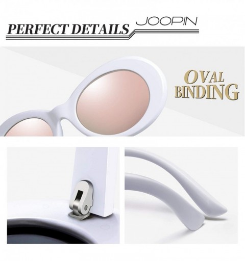 Oval Polarized Sunglasses for Women Men - Retro Clout Sun Glasses with Oval Thick Frame - Pink - CP189UMRDC6 $10.50