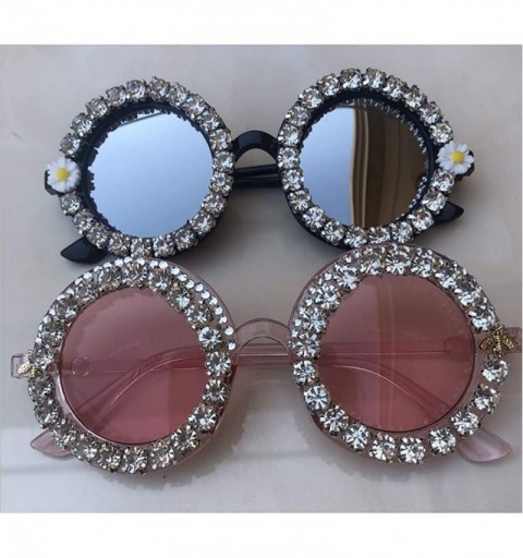 Round Round Women Sparkling Crystal Diamond Sunglasses Thick Frame - C3 - CQ18XHAMO76 $14.59