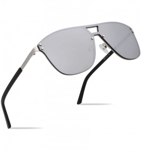Oversized Rimless Mirrored Sunglasses Fashion Oversized for Women Men COS1113 - C2-silver - CI18W6AW32A $32.97