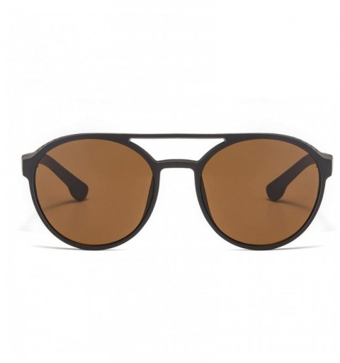 Rimless Vintage Round Sunglasses for Men Classic Retro Designer Glasses Street Beat Hip Hop Eyewear - Brown - CJ18REALMMX $12.80