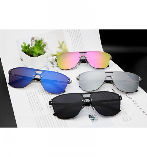 Oversized Rimless Mirrored Sunglasses Fashion Oversized for Women Men COS1113 - C2-silver - CI18W6AW32A $16.29