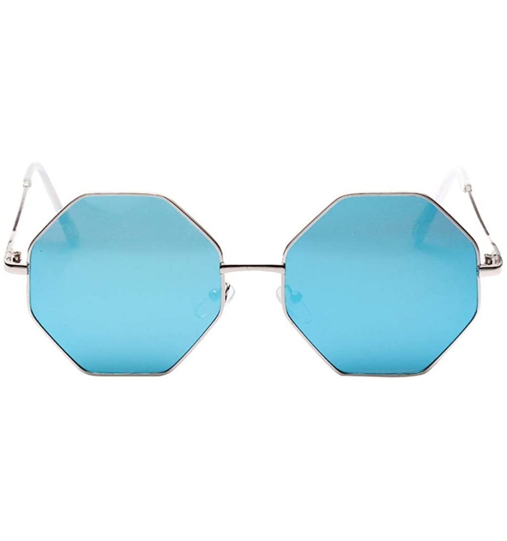 Square Radiation Protection Sunglasses - Retro Fashion Polygonal Lens Sun Glasses - D - CL18QTG0CMY $8.90