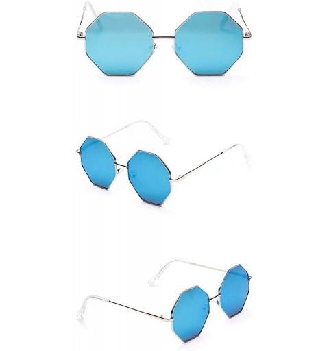 Square Radiation Protection Sunglasses - Retro Fashion Polygonal Lens Sun Glasses - D - CL18QTG0CMY $8.90