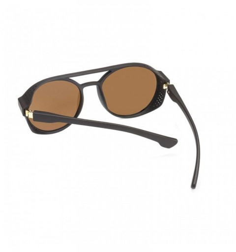 Rimless Vintage Round Sunglasses for Men Classic Retro Designer Glasses Street Beat Hip Hop Eyewear - Brown - CJ18REALMMX $12.80