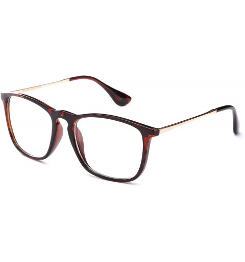 Square Unisex Retro Squared Celebrity Star Simple Clear Lens Fashion Glasses - 1884 Tortoise/Gold - CJ11T16K9ON $11.49