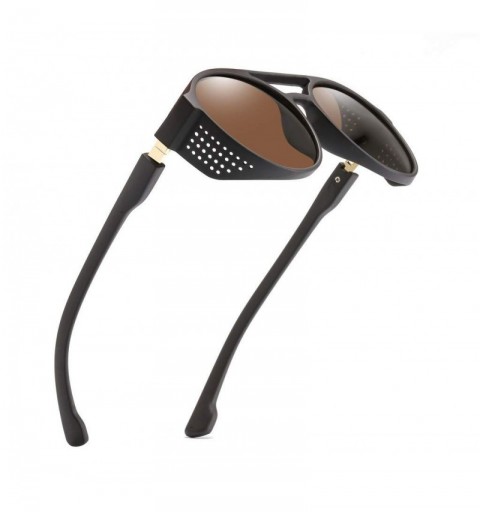 Rimless Vintage Round Sunglasses for Men Classic Retro Designer Glasses Street Beat Hip Hop Eyewear - Brown - CJ18REALMMX $12.80