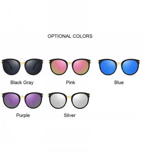 Oversized New Vintage Black Cat Eye Sunglasses Women Fashion Brand Designer Mirror Cateye Sun Glasses UV400 - Silver - CC18W9...