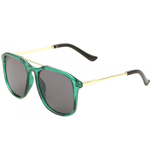 Square Square Flat Top Down Curve Bridge Sunglasses - Green Crystal - C5197A57Z67 $17.64