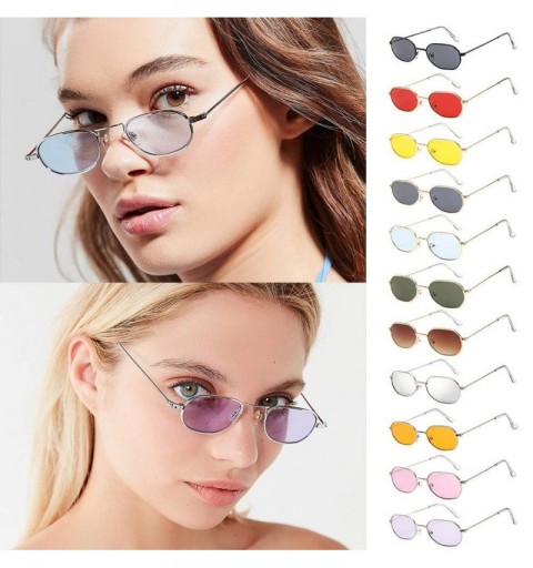 Oval Small Metal Frame Square Sunglasses-Polarized UV400 Protection Oval Metal Frame Eyewear for Men and Women (G) - G - C419...