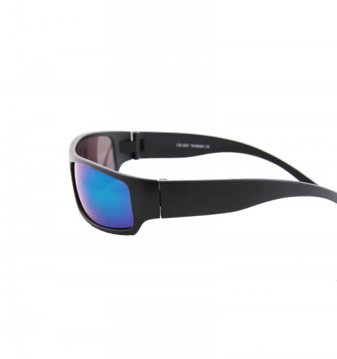 Sport Unisex Sunglasses Mirror Lens Military Matte Frame Outdoor Athletic - Black Matte Frame/ Mirror Green-blue Lens - C518K...