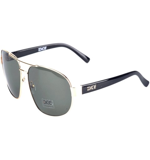 Aviator Mens Retro Aviator Sunglasses - Gold/Shiny Black/Solid Green - CR183NKY2YN $50.93