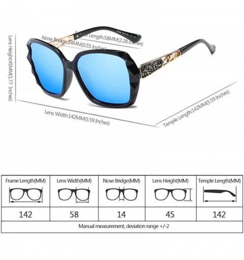 Goggle Womens Classic Oversized Polarised Sunglasses Fashion Retro Glasses - Black-blue - CN18ROOXD4U $8.05