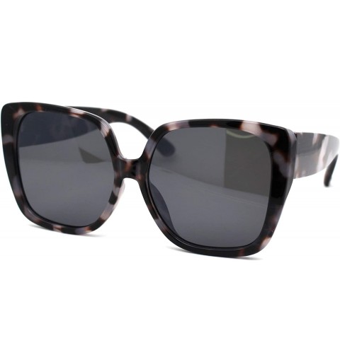 Butterfly Womens Thick Plastic Butterfly Fashion Sunglasses - Grey Tortoise Solid Black - CP18YMEGO4G $11.34
