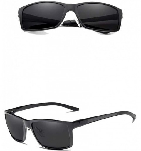 Rectangular Genuine Mens Polarized Rectangular Adjustable Sunglasses Fashion UV400 Ultra Light Al-Mg - Black/Gray - CJ18YK8E0...
