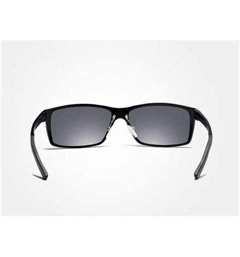 Rectangular Genuine Mens Polarized Rectangular Adjustable Sunglasses Fashion UV400 Ultra Light Al-Mg - Black/Gray - CJ18YK8E0...