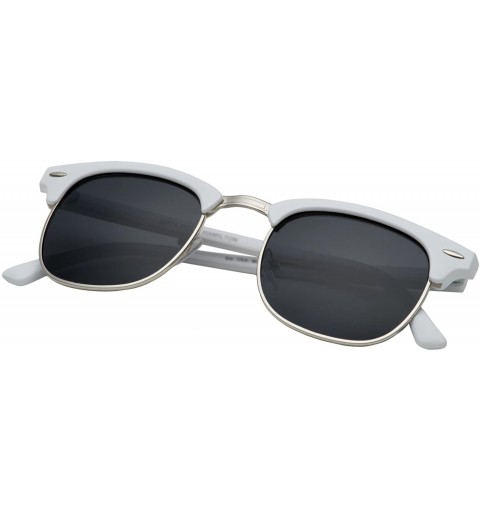 Oval Polarized Hamilton Premium Club Half Frame Horn Rimmed Sunglasses - White - C3128ZHLSP7 $42.55
