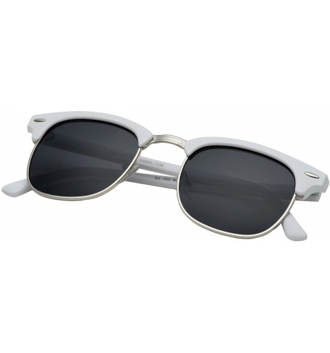 Oval Polarized Hamilton Premium Club Half Frame Horn Rimmed Sunglasses - White - C3128ZHLSP7 $18.44