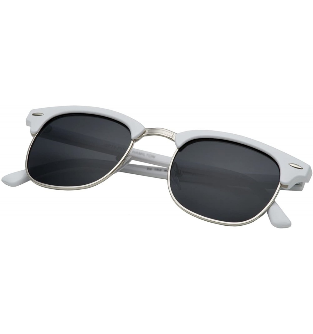 Oval Polarized Hamilton Premium Club Half Frame Horn Rimmed Sunglasses - White - C3128ZHLSP7 $18.44