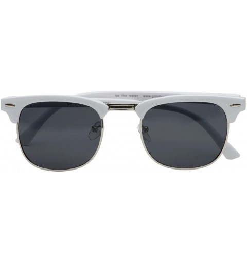 Oval Polarized Hamilton Premium Club Half Frame Horn Rimmed Sunglasses - White - C3128ZHLSP7 $18.44