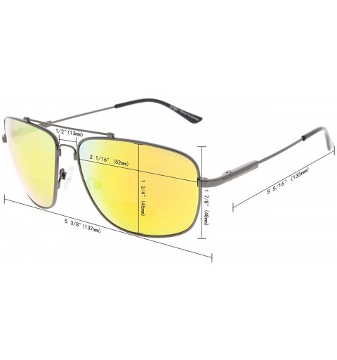 Rectangular Memory Bifocal Sunglasses Bendable Titanium Reading Sunglasses - Black Frame Green Mirror - CK18032O39W $30.97