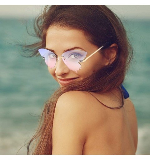 Rimless Butterfly Shaped Rimless Sunglasses One Piece Gradient Transparent Candy Color Frameless Glasses Tinted Eyewear - CZ1...