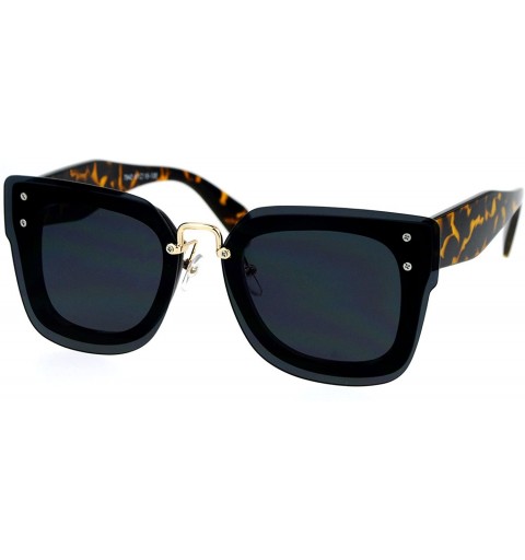 Rectangular Flat Panel Lens Rimless Horn Rim Rectangular Sunglasses - Tortoise Black - C412MAXUBVR $14.89