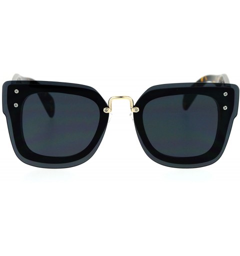 Rectangular Flat Panel Lens Rimless Horn Rim Rectangular Sunglasses - Tortoise Black - C412MAXUBVR $14.89