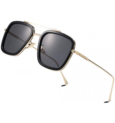 Square Retro Square Aviator Sunglasses for Men Women Classic Tony Stark Sunglasses Square Pilot Shades - CK18WC84E69 $28.74