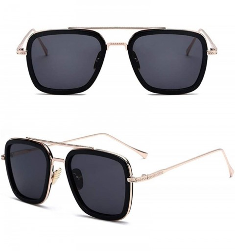 Square Retro Square Aviator Sunglasses for Men Women Classic Tony Stark Sunglasses Square Pilot Shades - CK18WC84E69 $16.38