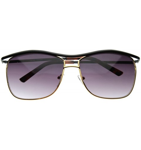 Aviator Modern Thin Square Wire Frame Aviator Sunglasses (Black-Gold) - CU116Q2IP05 $11.09