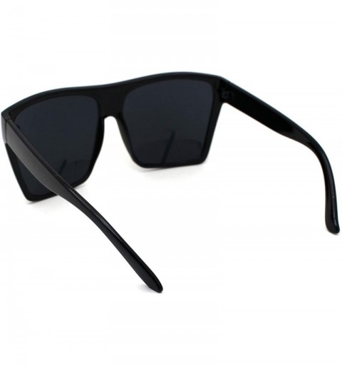 Square All Black Extra Large Flat Top Gangster Rectangular Square Fashion Sunglasses - CE11HX9Z6ZH $10.70