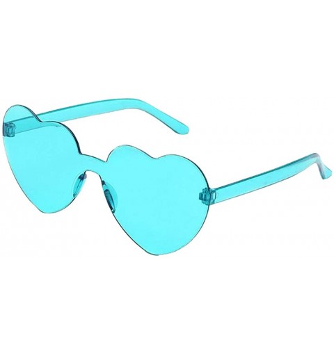 Rimless Unisex Fashion Heart Sunglasses Lightweight Plastic Frame Composite-UV400 Lens Glasses for Outdoor - Sky Blue - CW190...