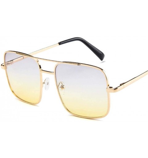 Oversized Ladies Oversized Square Sunglass Women New Big Frame Brand Designer Black - Gray Yellow - C518XDWX3UA $12.57