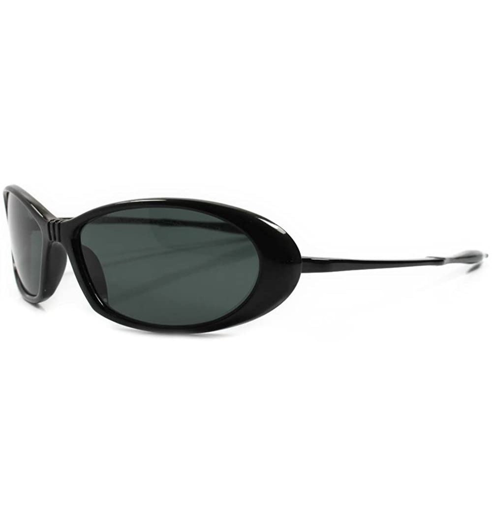 Oval Vintage Classic 80s Around Sporty Oval Sunglasses - Black - CJ18ECEHQDX $13.03