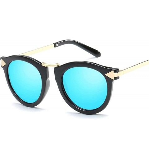 Oversized Classic Retro Round Arrow Sunglasses for Men or Women Metal PC UV400 Sunglasses - Blue - CK18SAS2O4K $11.41