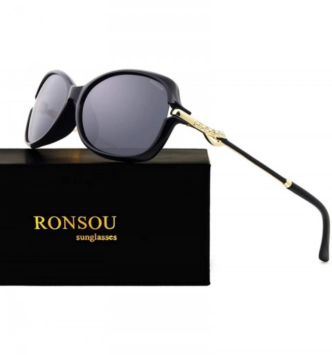 Oval Women's Classic Anti-glare Polarized UV 400 Protection Driving Sunglasses - Black Frame Gray Lens - C218SXGYHOS $12.04