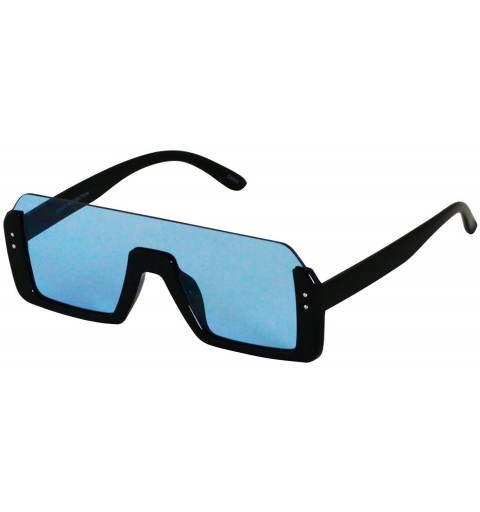 Rectangular Retro Shield Rectangular Lens Upside Down Half Rim Sunglasses for Women and Men - CG18R4M3MTT $27.51