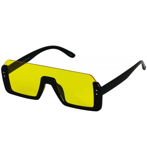 Rectangular Retro Shield Rectangular Lens Upside Down Half Rim Sunglasses for Women and Men - CG18R4M3MTT $27.51