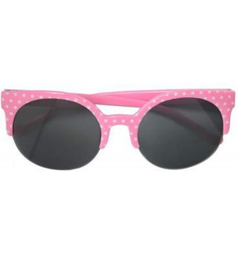 Cat Eye SUZIE Round Lens Polka Dot Cat's Eye Sunglasses - Pink - CS18SNLWLRI $18.55