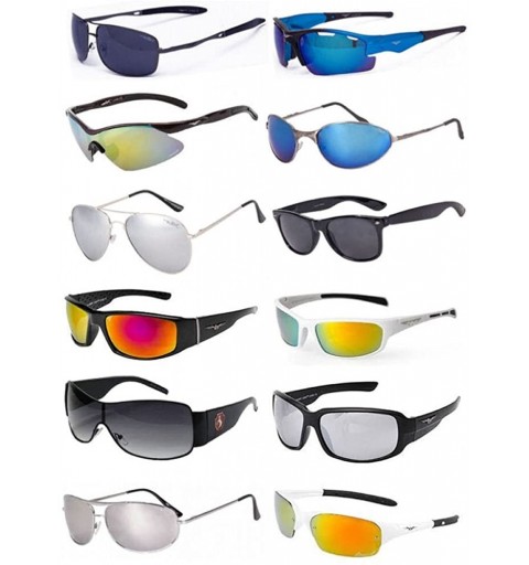 Rectangular Wholesale Mens Assorted Sunglasses Dozen with FREE Soft Pouches - CA11TDGWNV3 $51.03