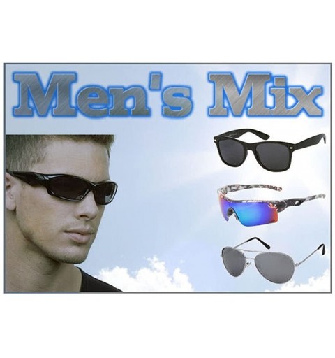 Rectangular Wholesale Mens Assorted Sunglasses Dozen with FREE Soft Pouches - CA11TDGWNV3 $51.03
